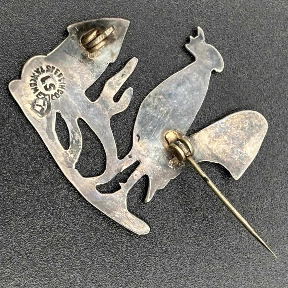 Vintage Mexican Silver Brooch Rooster Taxco Sterling Mexico Eagle 3 Mid Century - Picture 4 of 8